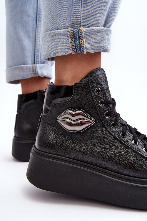 Dámské vysoké tenisky na zip Lemar černé Katerin