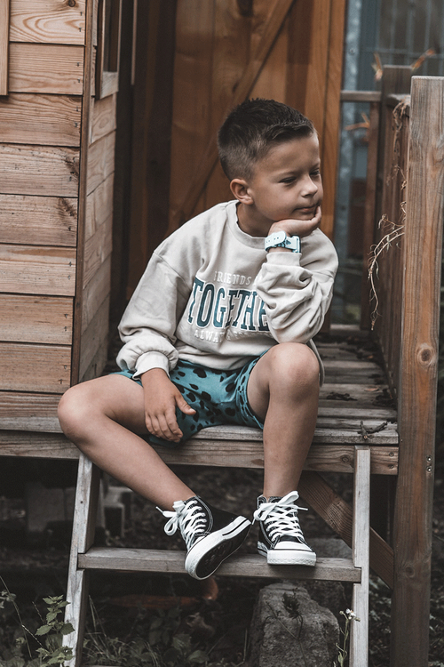 Dětské kožené vysoké tenisky Černe a bíle Marney