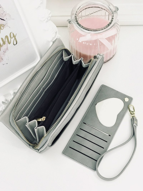 Large Women's Black Trendy Wallet Gold Zipper