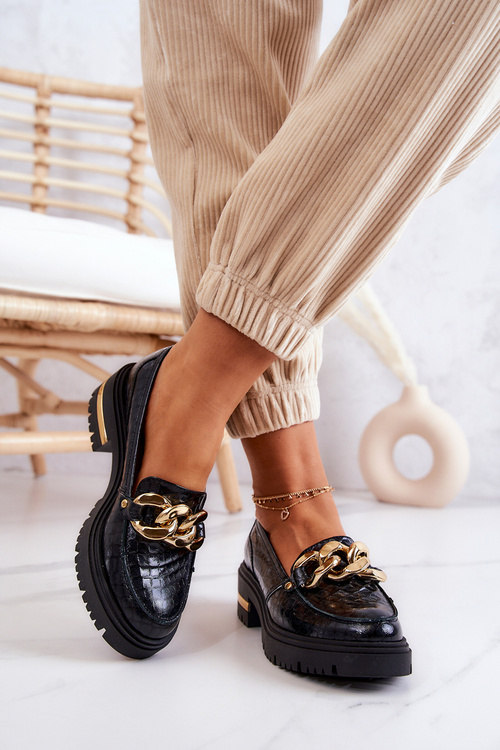 Dámské mokasíny Kožené mokasíny Black Mollie