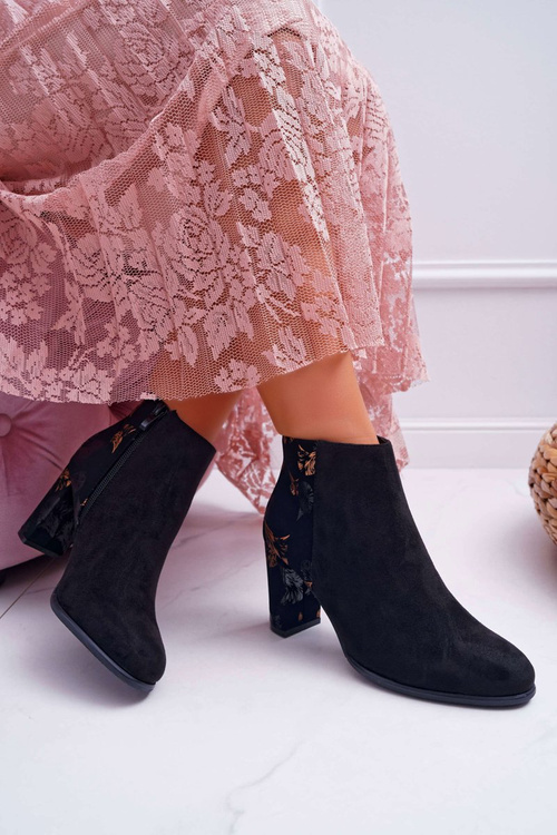 Dámské Kotníkové Boty Sergio Leone Zlaté Květiny Folk černé Eros2