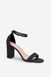 Lesklé dámske sandále na podpätku čierne Kavina