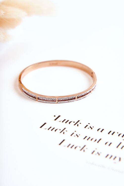 Dámsky oceľový náramok s zirkónmi Pink Gold Clar