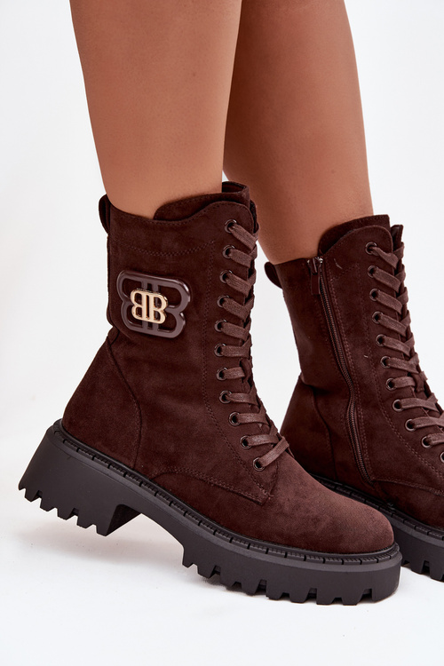 Dámske Wokrery čižmy s ozdobným prvkom izolované čokoládové Kalindra