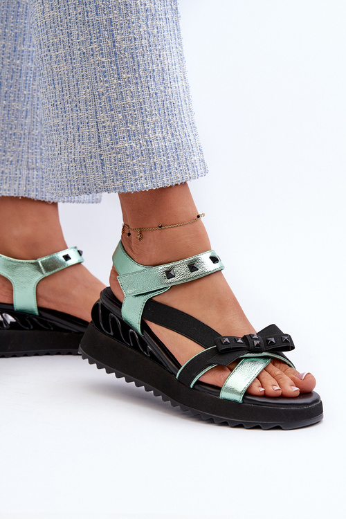 Dámske Sandále S Mašľou D&A CR956 Zelené