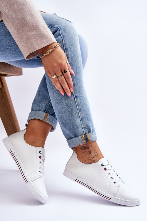 Dámské kožené tenisky bílé S.Barski LR268R