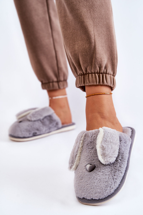 Dámské kožešinové pantofle Šedá Remmi