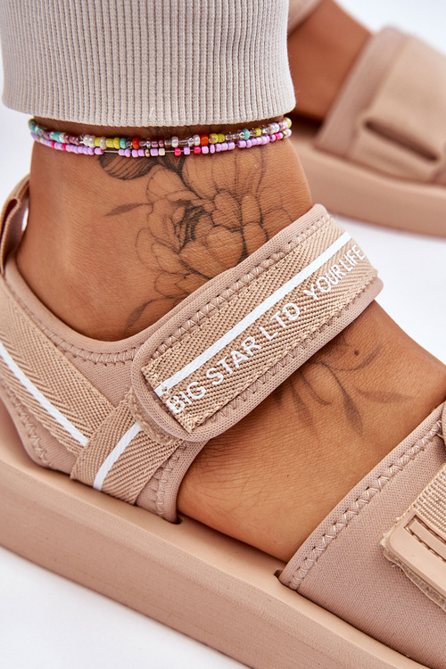 Dámské sandály na suchý zip Big Star LL274787 Béžove