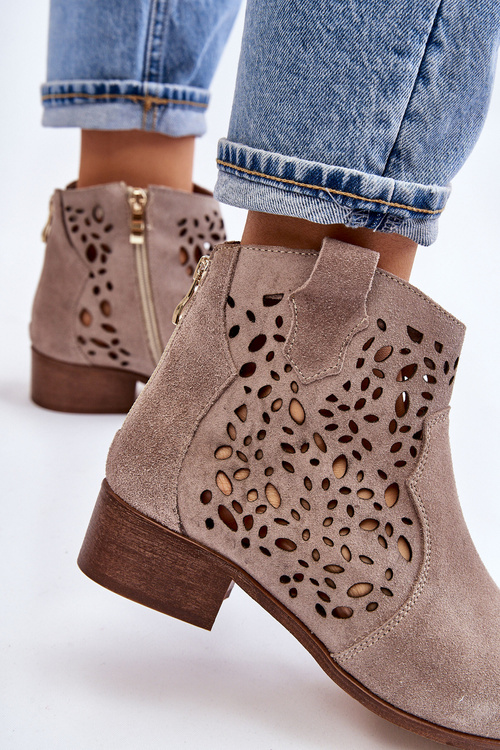 Dámské prolamované boty Lewski Shoes 2909 Světle hnědé