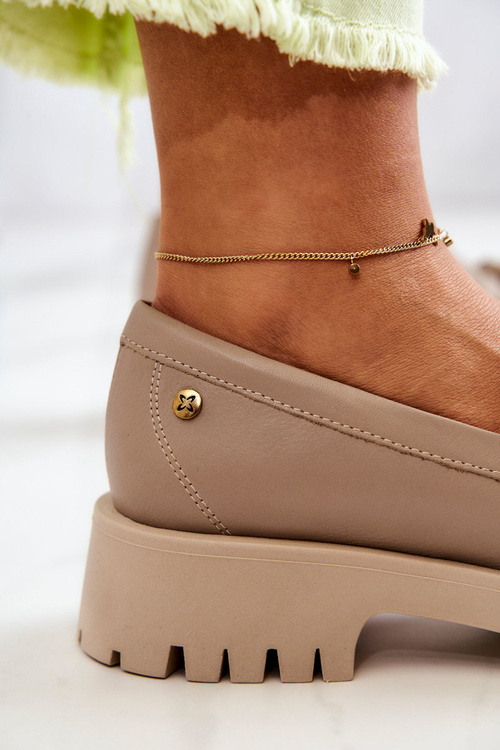 Dámské kožené boty Fringes Maciejka 05497-04 Béžová