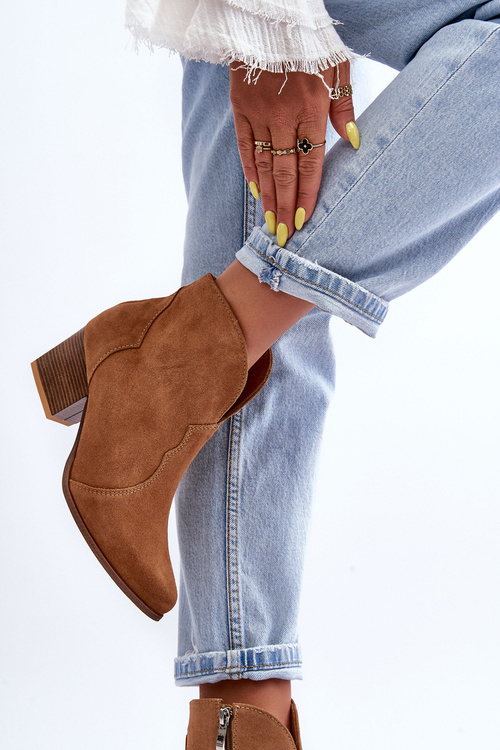 Kůže Kowbojky Botky Lewski EV28 Brązové