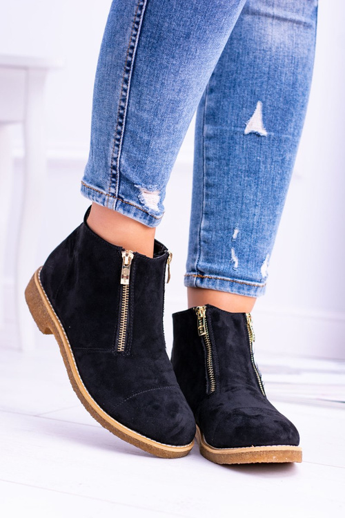 Lu Boo Black Suede Dámske topánky s Inez posúvačmi