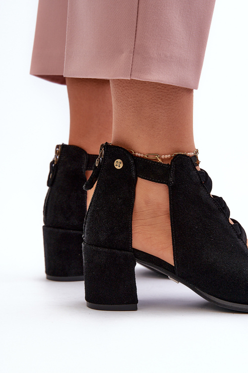 Dámské semišové sandály na podpatku Maciejka 06456-01 černé