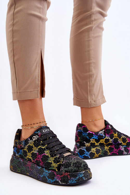 Dámske športové topánky s kamienkami goe ll2n4010 čierna