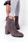 Dámské Teplé Boty Na Podpatku Šedé Kayla