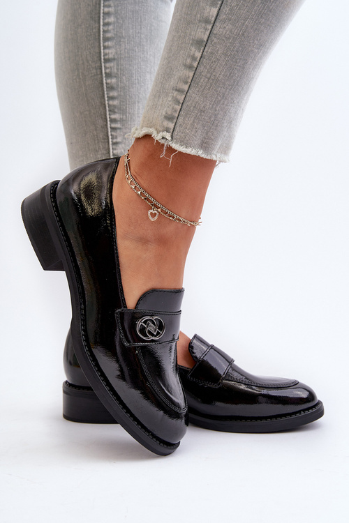 Čierne lesklé dámske mokasíny Dilhela