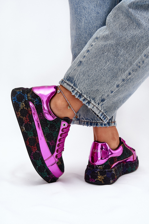 Dámske Zdobené Tenisky Na Platforme Čierne GOE NN2N4006