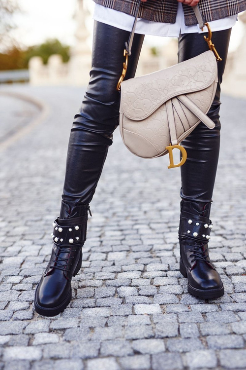 Dámské Teplé Boty S Perlami Cerne Mishigan