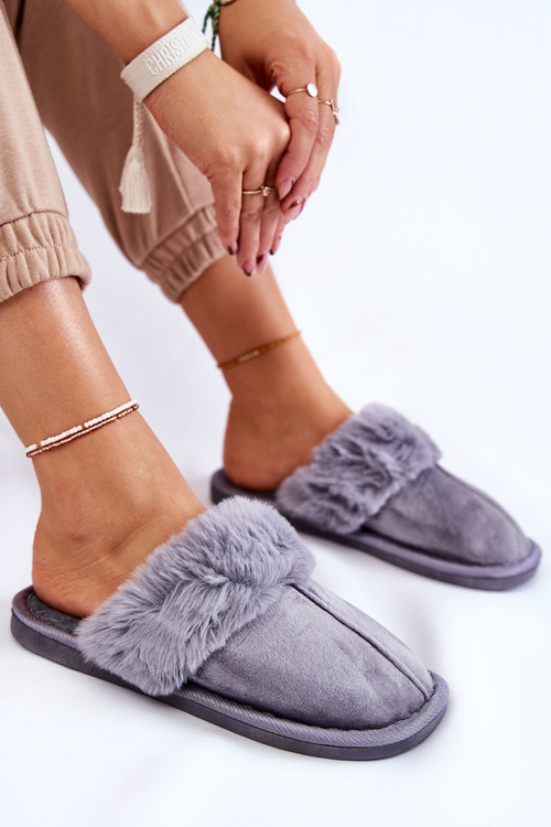 Dámské klasické pantofle s kožešinou Šedá Lorines