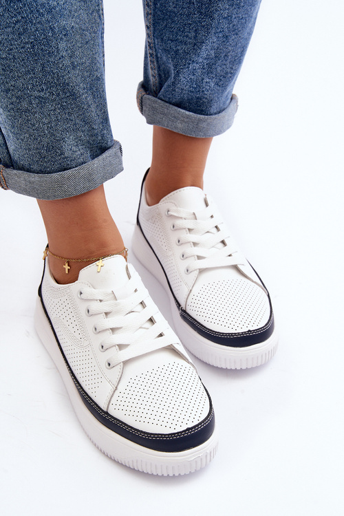 Dámske kožené športové topánky Tenisky bielo-modré Failla