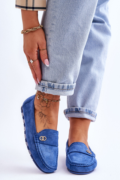 Nazouvací mokasíny Suede Modre Castelo