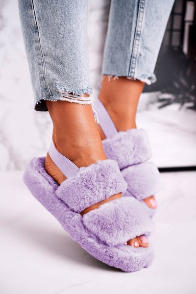 Dámské Kožešinové Fialové Papuče Cotton Candy