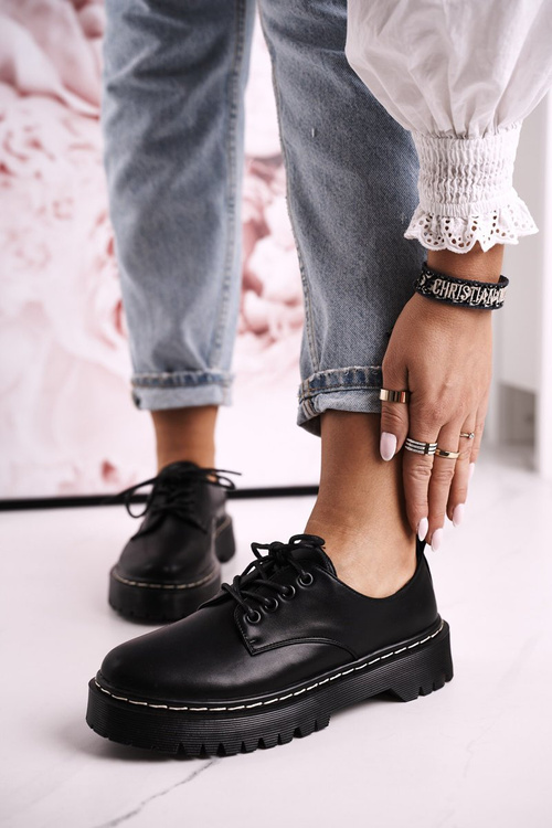 Dámské Klasické Panofle Oxfordky Na Platformě S.Barski HX62 Cerne