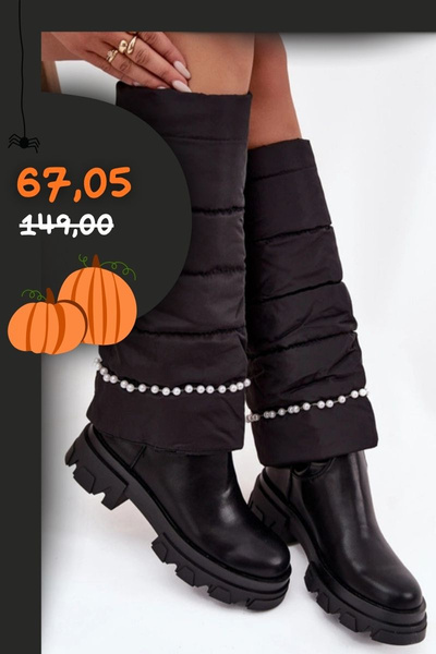 Dámske zateplené čižmy s korálkami Čierne Irvette