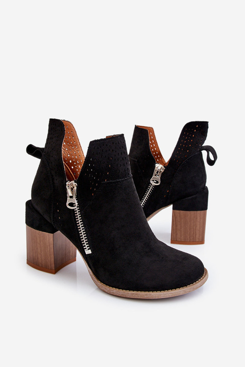 Semišové topánky na masívnom päte čiernej Camden