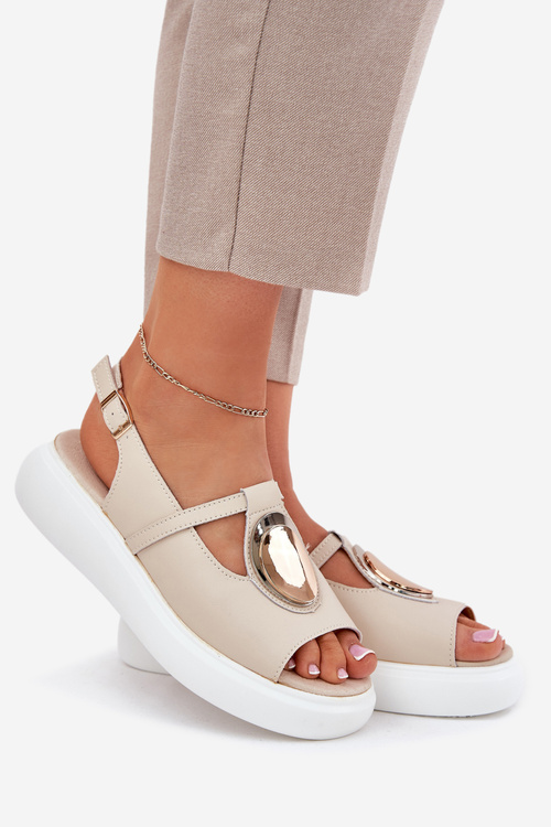 Kožené Elegantní Sandály Dámské S.Barski GR51-603 Béžové