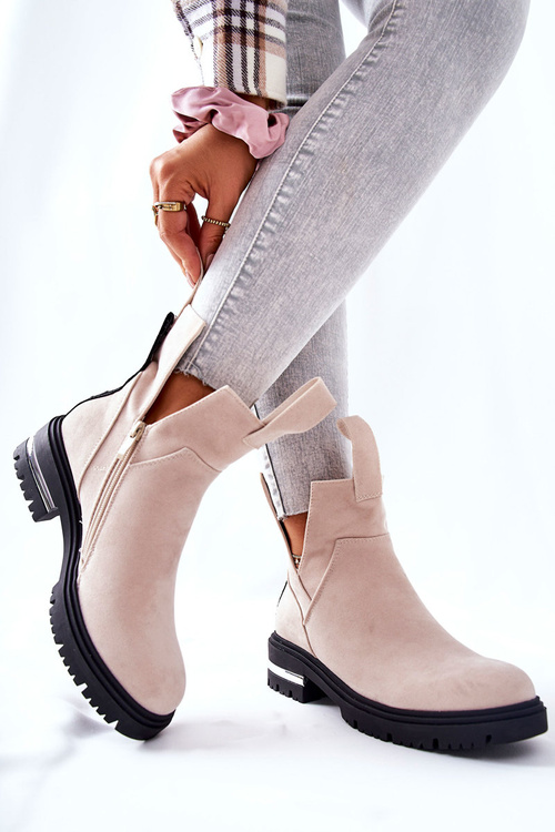 Teplé Boty Pérka Se Zapínáním Na Zip Béžové My Way