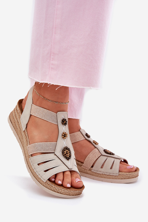 Dámské Sandály Na Klíně S Ozdobami Světle Béžové Inblu RV000015