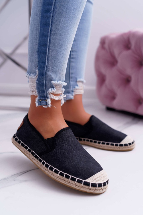 Dámske espadrilles krížové džínsy čierne DD2R4106