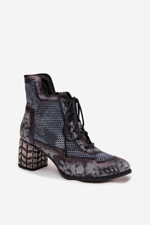 Kožené dámske čižmy na opätku Maciejka 06989-03 sivé