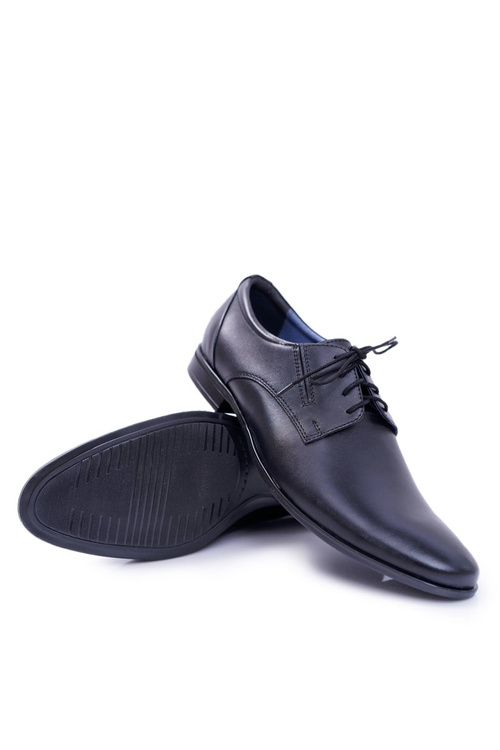 Pánske bednarek topánky elegantné kožené formálne čierne Franko