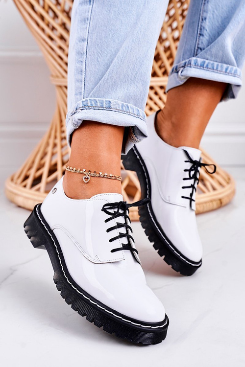 Dámské Kožené Boty Maciejka 04087-11 Bílé Lakované