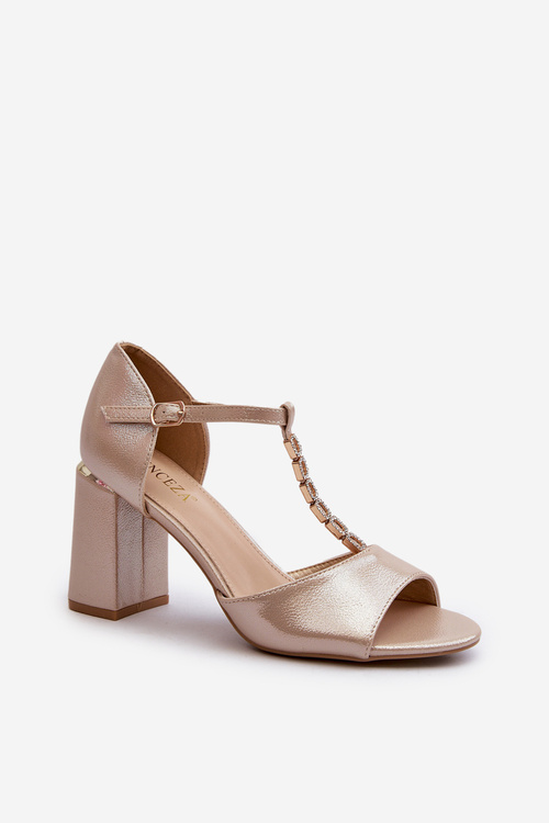 Sandále Na Podpätku Z Zlatými Cirkonmi Aniya