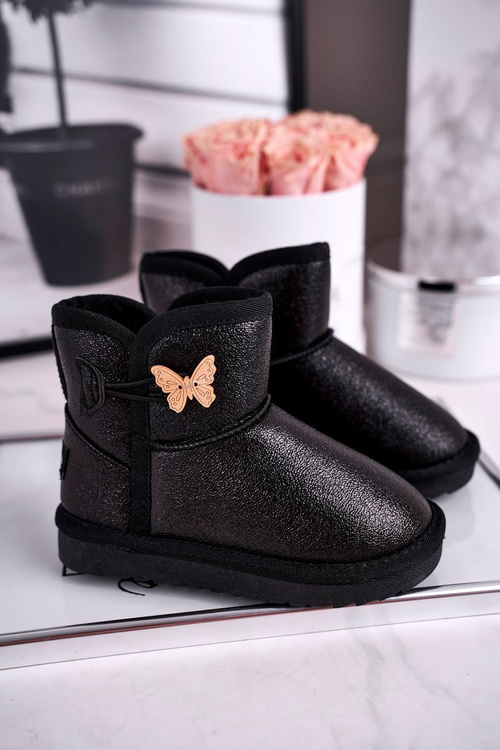 Dětské sněhule s motýlkem černé Cosmic