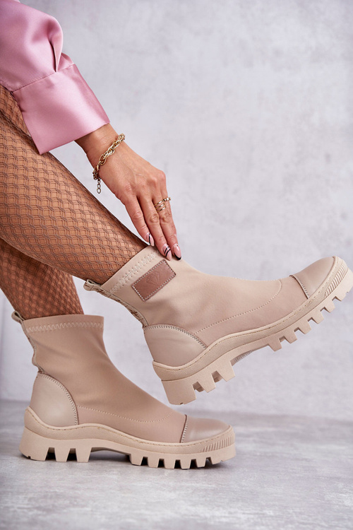 Dámské látkové kozačky Nicole 2703 Béžove