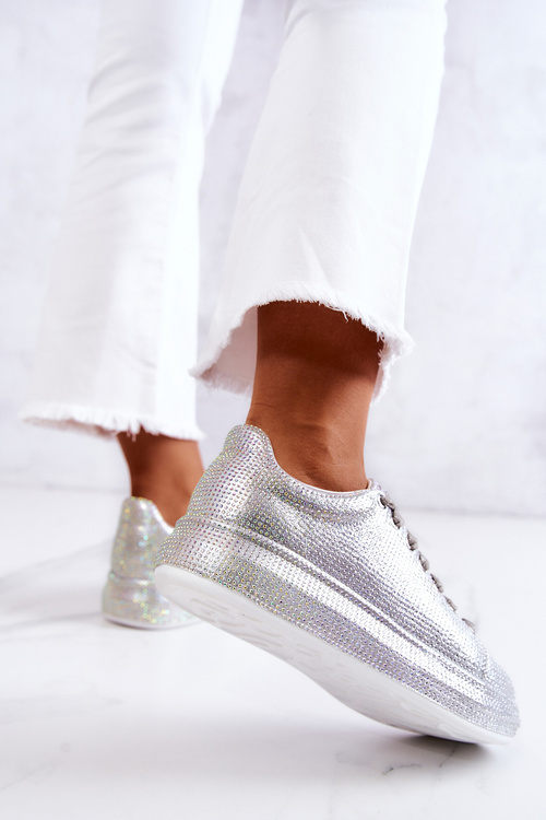 Tenisky športové topánky kamienky goe jj2n4048 striebro