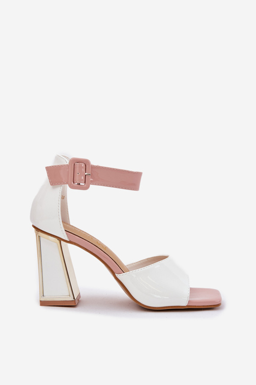 Lakovane Dámské Sandály Na Podpatku Vinceza 20266 Bílé