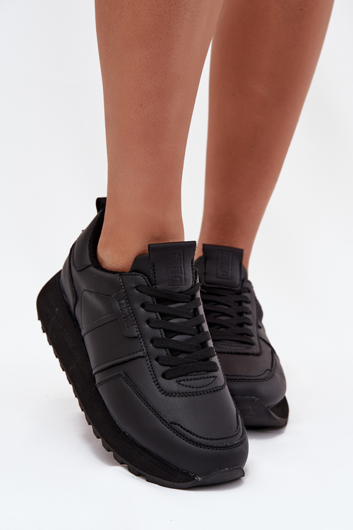 Dámske Kožené Tenisky Na Platforme Big Star OO274573 Hi-Poly System Čierne