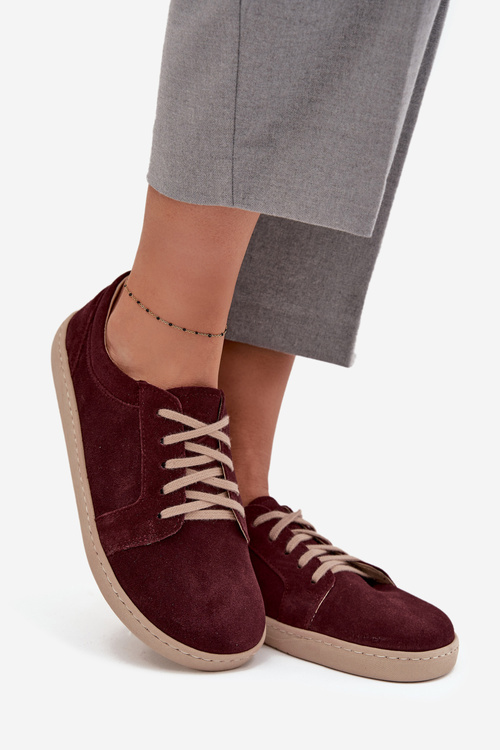 Barefoot typ tenisky z přírodního semiše Zazoo 314 bordó