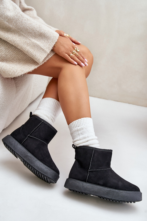 Dámské Sněhule Na Platformě Z Eko Semiše Černé Atteria