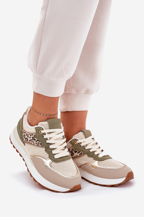 Dámske Športové Topánky S Panther Tlačou Na Platforme Zelené Davinara