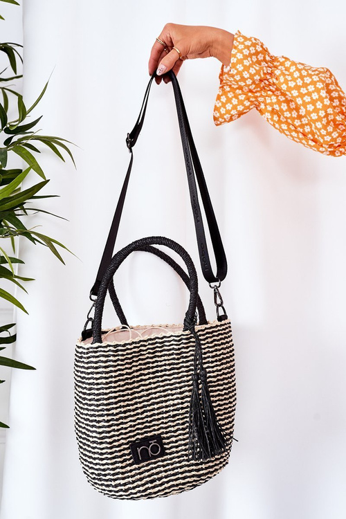 Čierna a béžová opletená kabelka Nobo XK0380