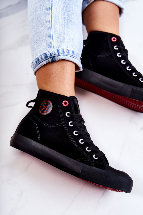 Dámske vysoké tenisky krížové džínsy jj2r4055c čierne