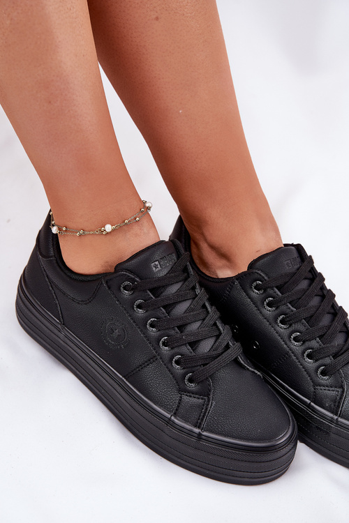 Ekologické Kožené Tenisky Dámske Na Platforme Big Star RR274299 Čierne