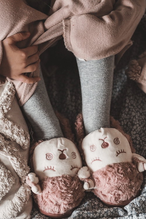 Dětské jehněčí pantofle Růžové Hollie