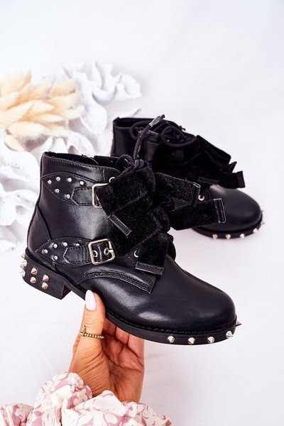 Dětské Teplé Boty S Cvočky Lu Boo Černé